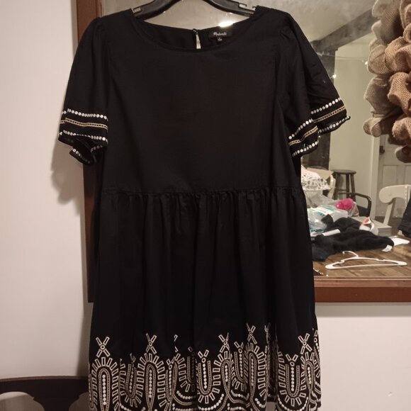 Embroidered Eyelet Puff-Sleeve Mini Dress Size L - Picture 5 of 6